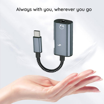 Audioadapter USB-C - USB-C / 3,5 mm Techsuit AC22 AcustiCore, Grå