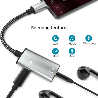 Audioadapter USB-C - USB-C / 3,5 mm Techsuit AC22 AcustiCore, Grå