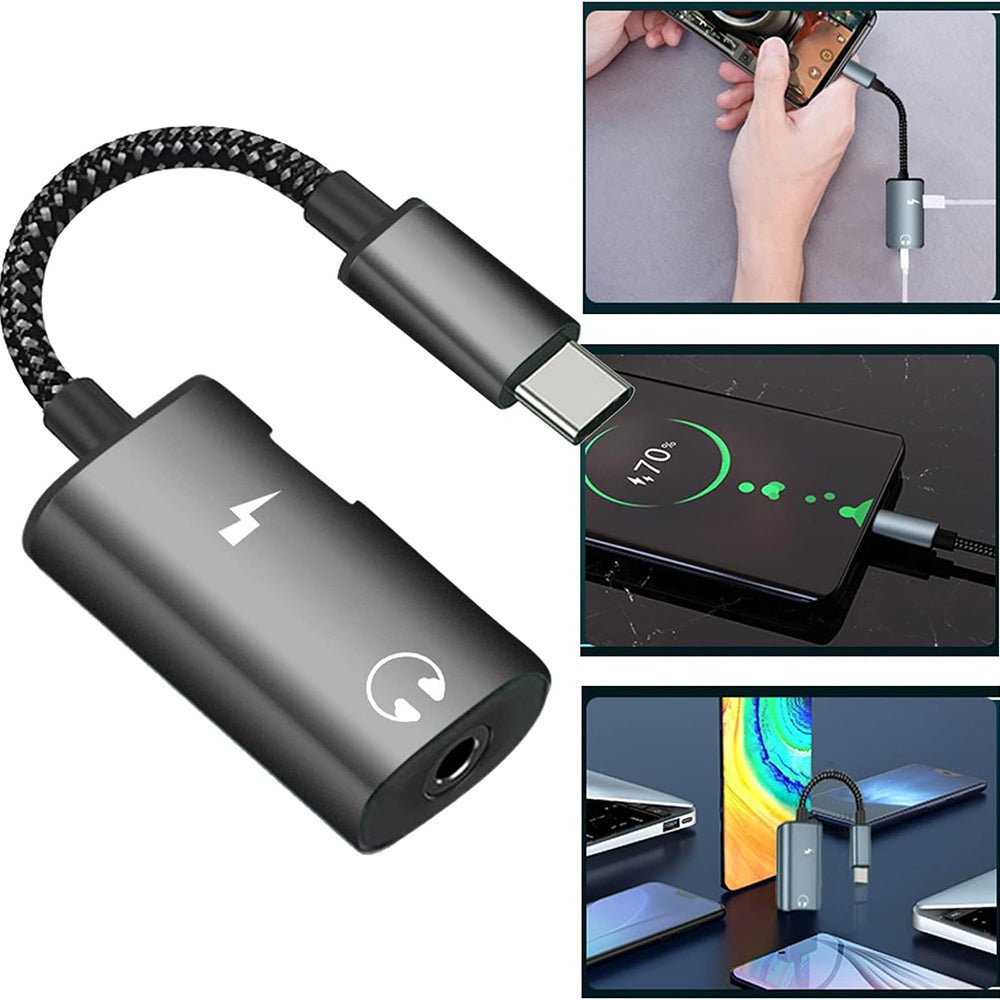 Audioadapter USB-C - USB-C / 3,5 mm Techsuit AC22 AcustiCore, Grå