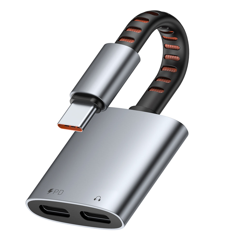 Audioadapter USB-C - USB-C / USB-C McDodo CA-3370, Grå