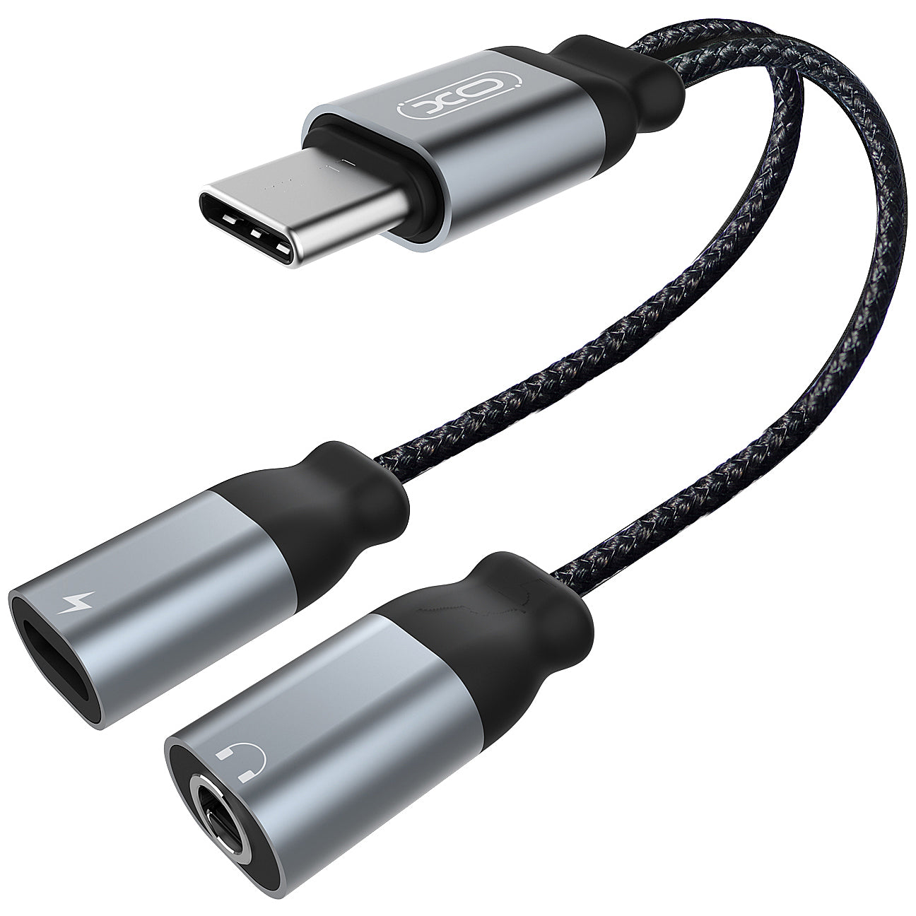 Audioadapter USB-C - USB-C / 3,5 mm XO Design NBR160B, Sort