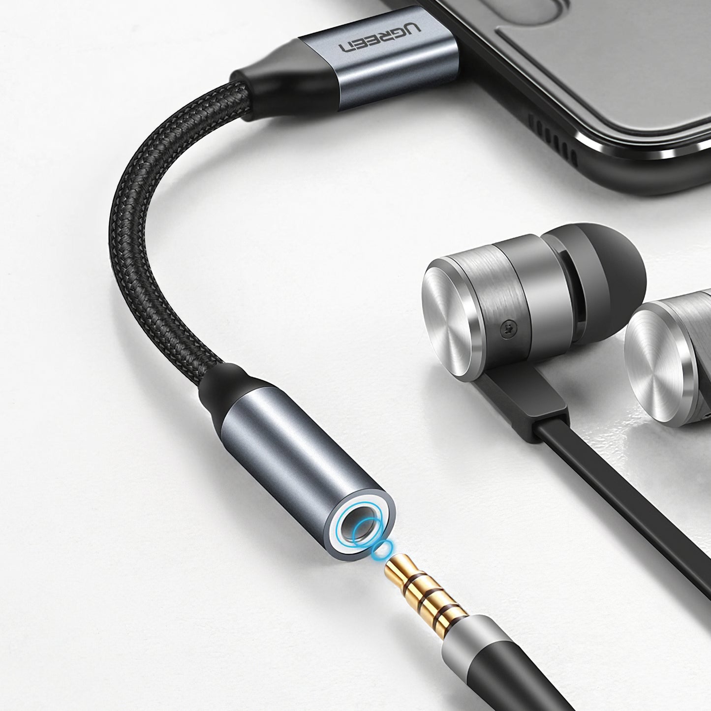 Audioadapter USB-C - 3,5 mm UGREEN AV142, Grå
