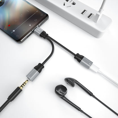 Audioadapter USB-C - USB-C / 3,5 mm XO Design NBR160B, Sort