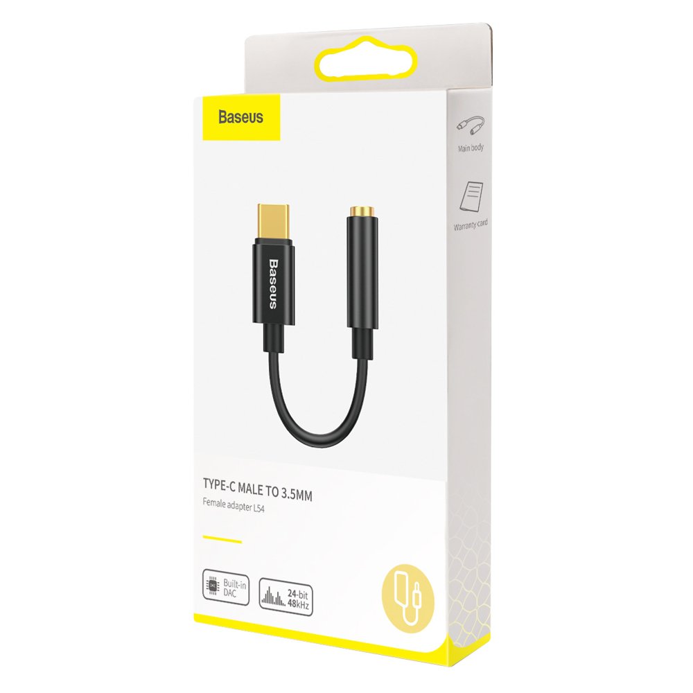 Lydadapter USB-C - 3,5 mm Baseus L54, sort CATL54-01