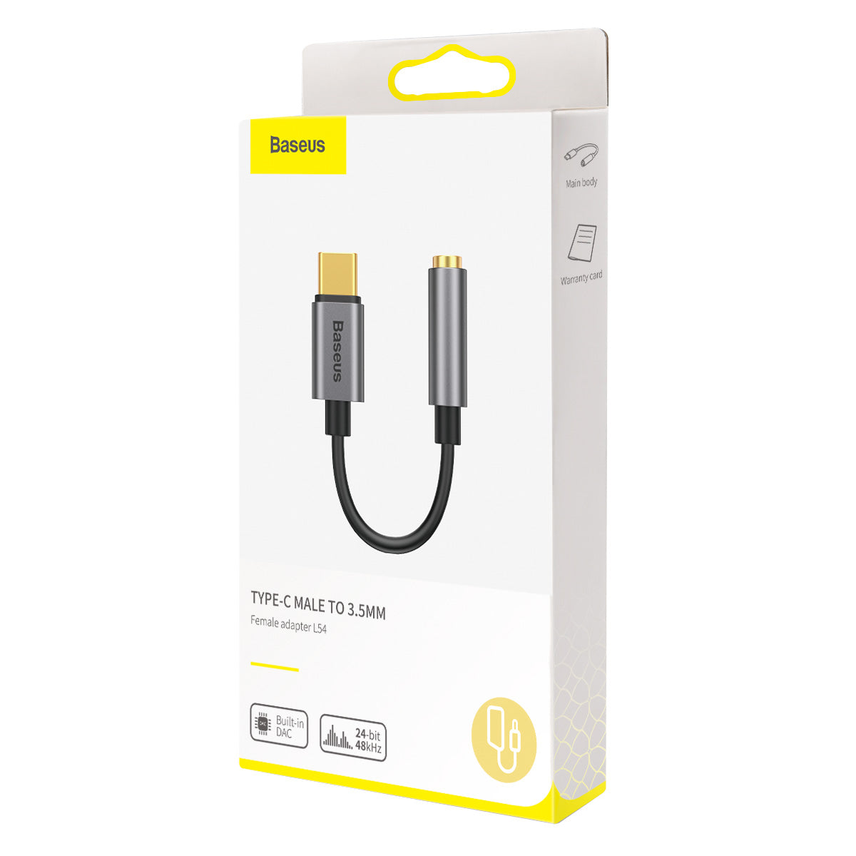 Lydadapter 3,5 mm - USB-C Baseus L54, grå CATL54-0G