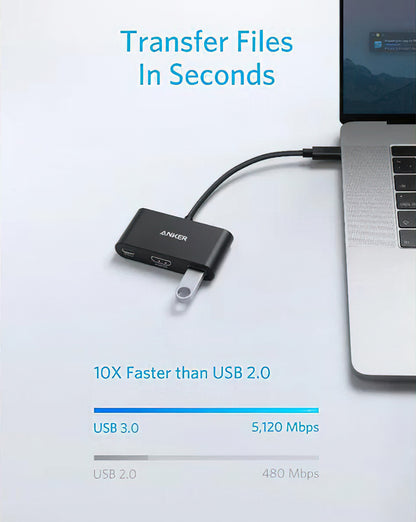 Audio- og videoadapter USB-C - USB-C / HDMI / USB-A Anker PowerExpand, Sort A8339HA1