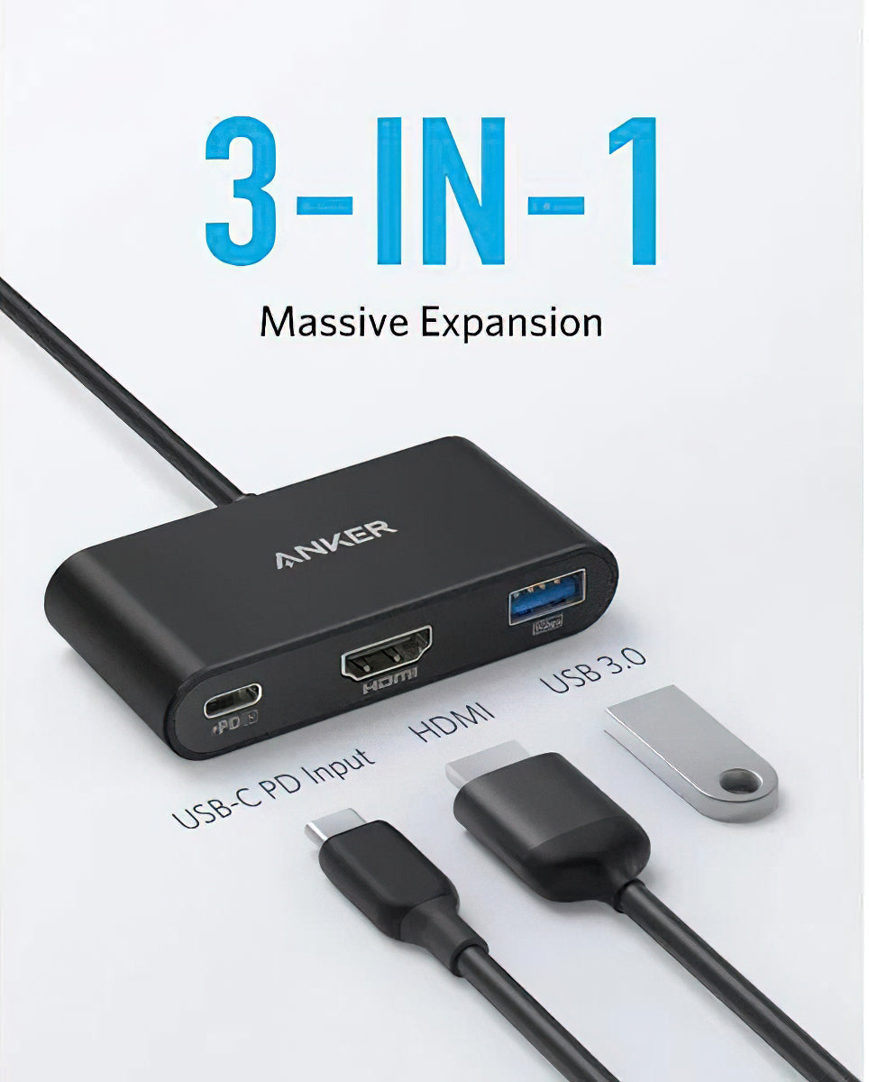 Audio- og videoadapter USB-C - USB-C / HDMI / USB-A Anker PowerExpand, Sort A8339HA1