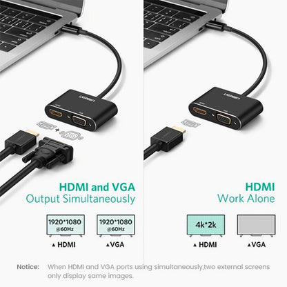 Videoadapter UGREEN CM449, USB-A - HDMI / VGA, Grå