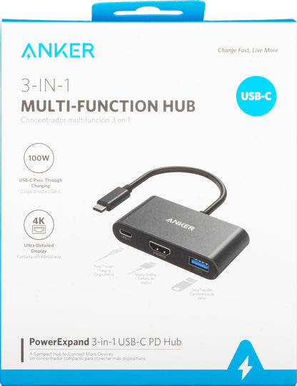 Audio- og videoadapter USB-C - USB-C / HDMI / USB-A Anker PowerExpand, Sort A8339HA1