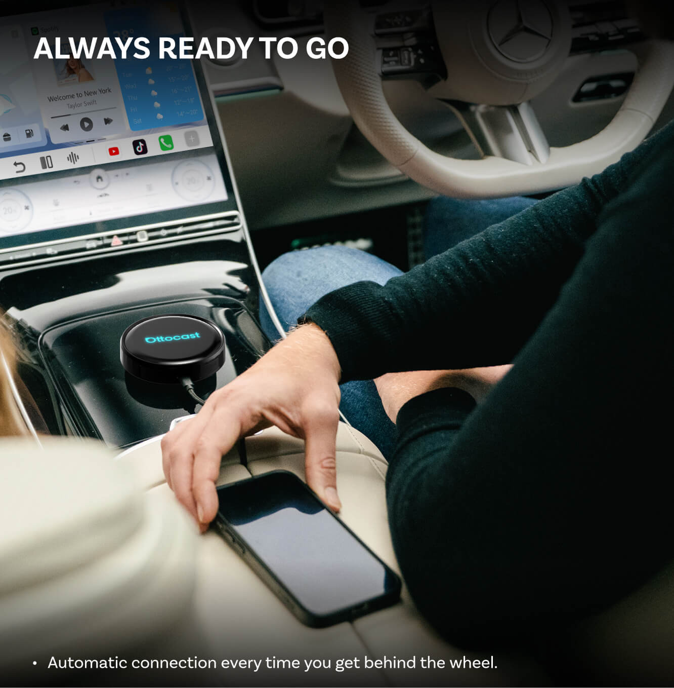 Carplay / Android Auto trådløs adapter Ottocast OttoAibox P3 Pro til Apple iPhone / Android-serien, genforseglet PCS61-T