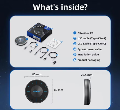 Trådløs Carplay / Android Auto-adapter Ottocast OttoAibox P3 til Apple iPhone / Android Series PCS46