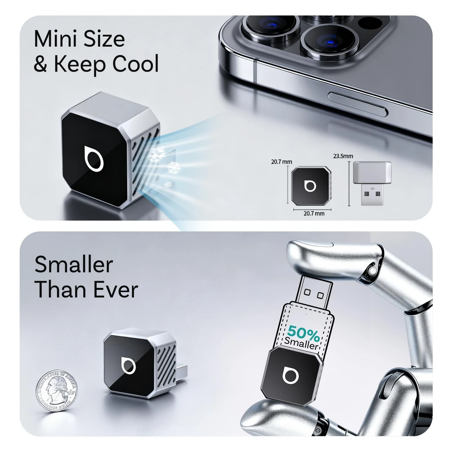 Trådløs Carplay / Android Auto-adapter Ottocast Mini Cube Style C til Apple iPhone / Android-serien CP88-T3