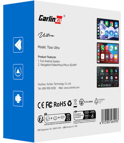 Carplay / Android Auto trådløs adapter Carlinkit TBox Ultra 2 til Apple iPhone / Android-serien, 8GB RAM / 128GB