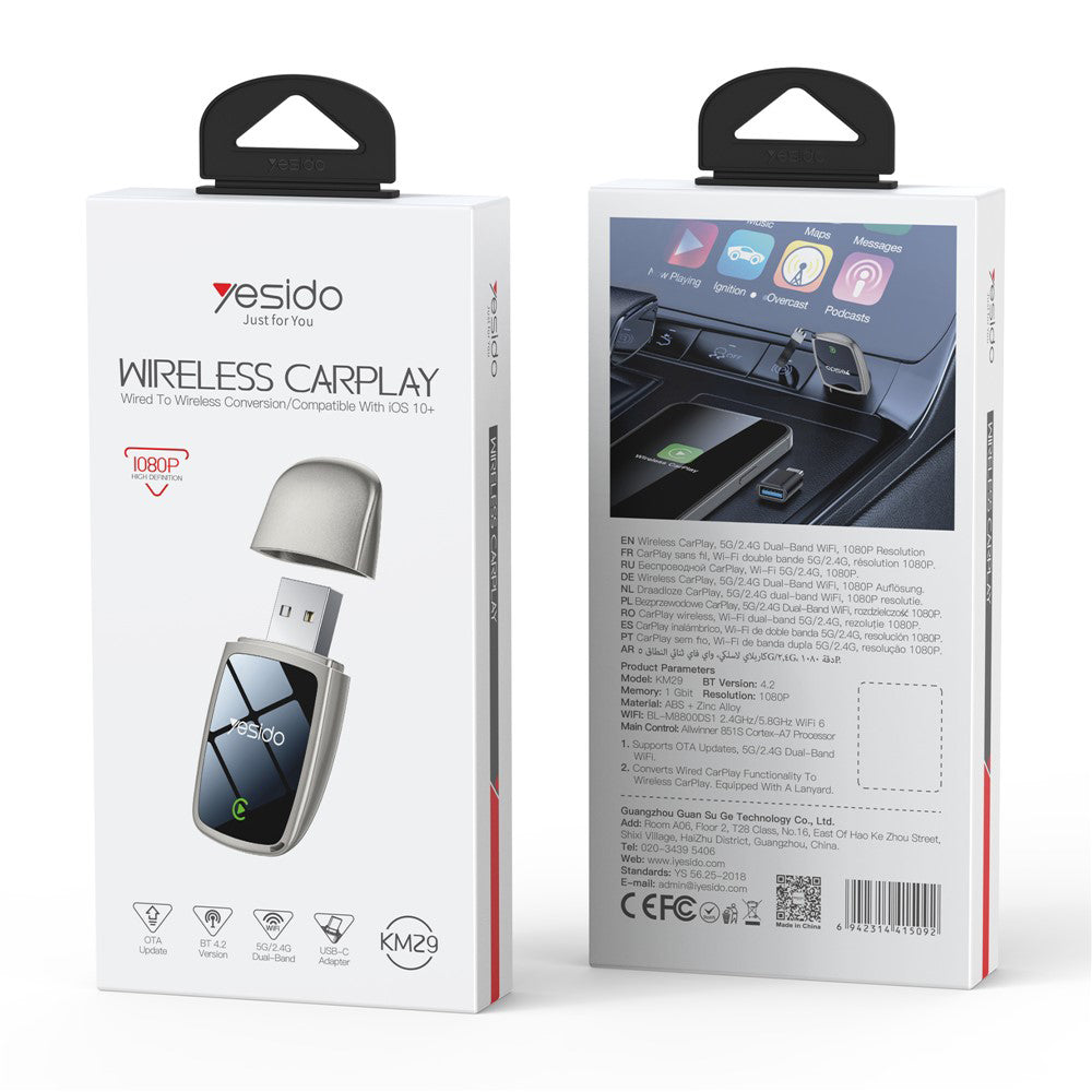 Yesido KM29 Wireless Carplay Adapter for Apple iPhone Series