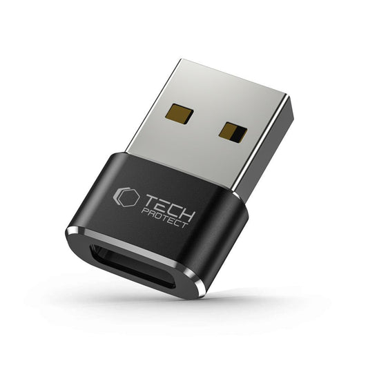 USB-C - USB-A Tech-Protect Ultraboost Data og Opladningsadapter, Sort