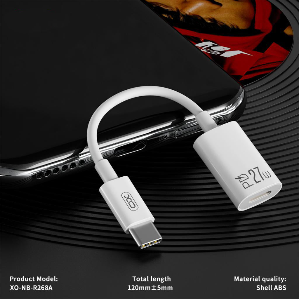 Data- og opladningsadapter USB-C - Lightning XO Design NB-R268A, Hvid