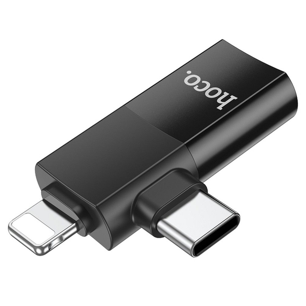OTG Adapter USB-C / Lightning - USB-A HOCO UA17, Sort