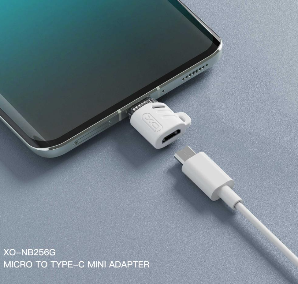 Data- og opladningsadapter microUSB - USB-C XO Design NB256G, Hvid