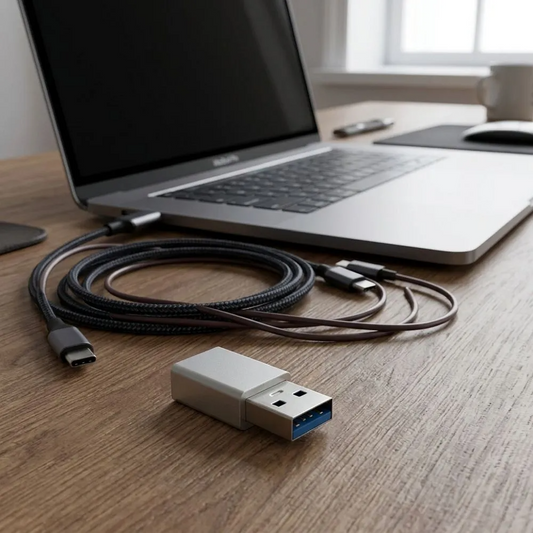 USB-C til USB-A Data- og Ladeadapter Blue Star, Hvid