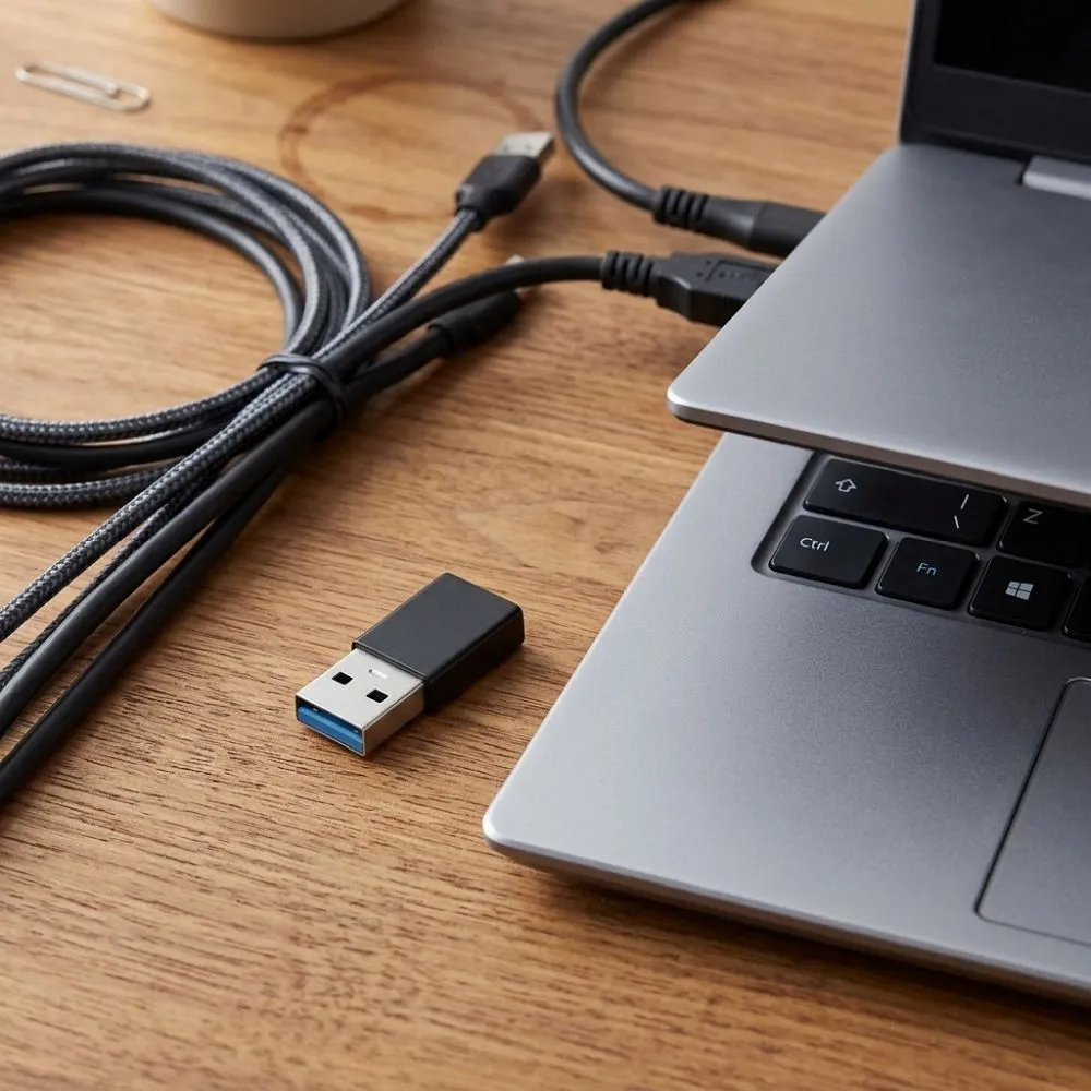 USB-C til USB-A Data- og Opladningsadapter Blue Star, Sort