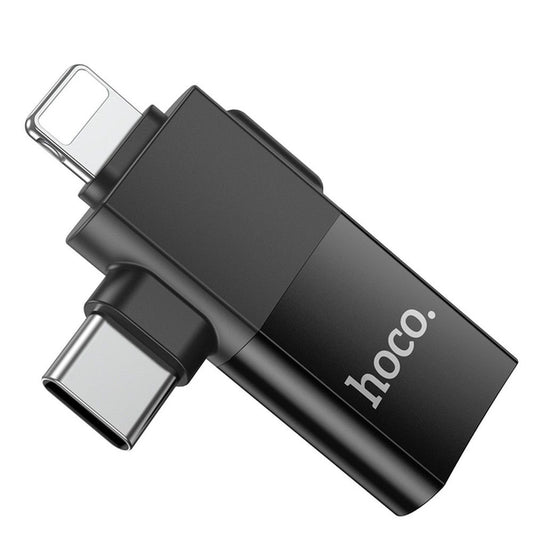 OTG Adapter USB-C / Lightning - USB-A HOCO UA17, Sort