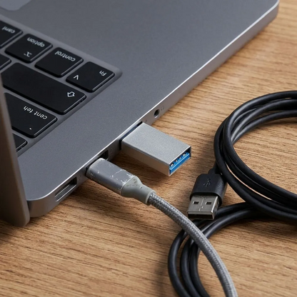 USB-C til USB-A Data- og Ladeadapter Blue Star, Hvid