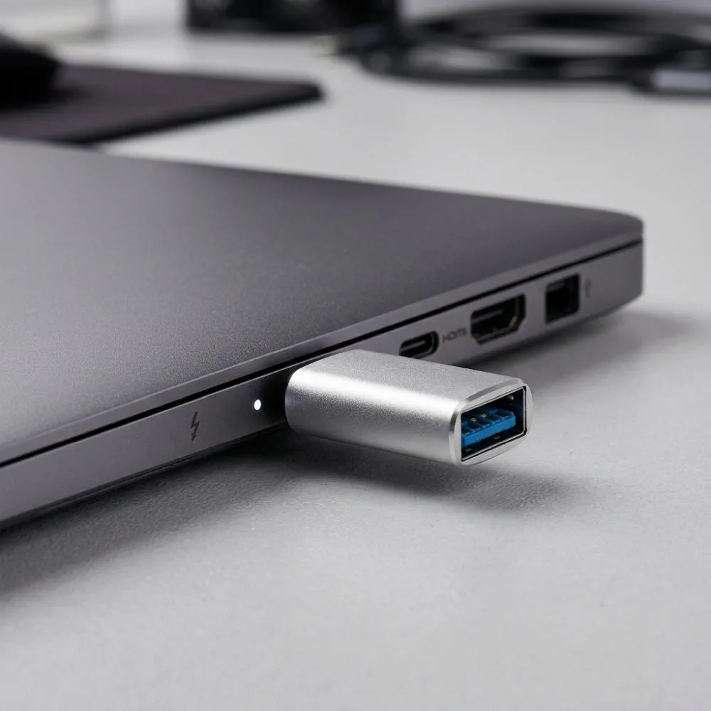 USB-C til USB-A Data- og Ladeadapter Blue Star, Hvid