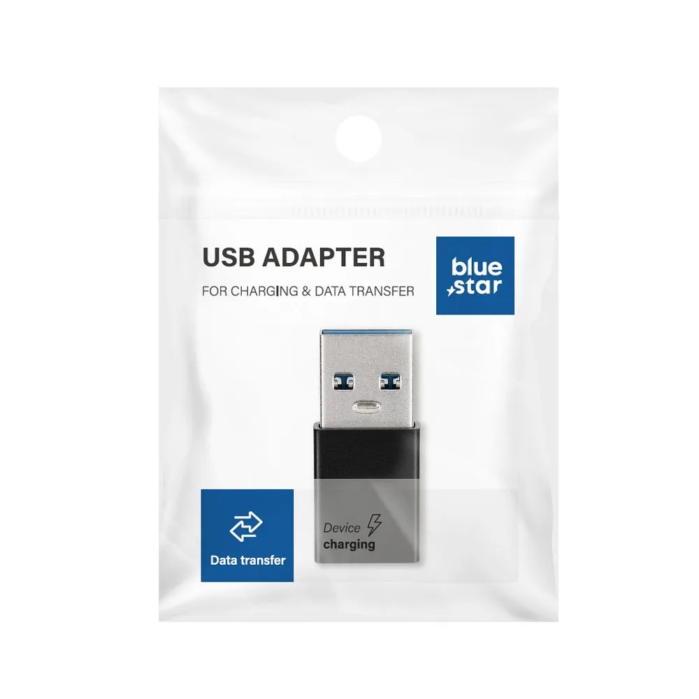 USB-C til USB-A Data- og Opladningsadapter Blue Star, Sort