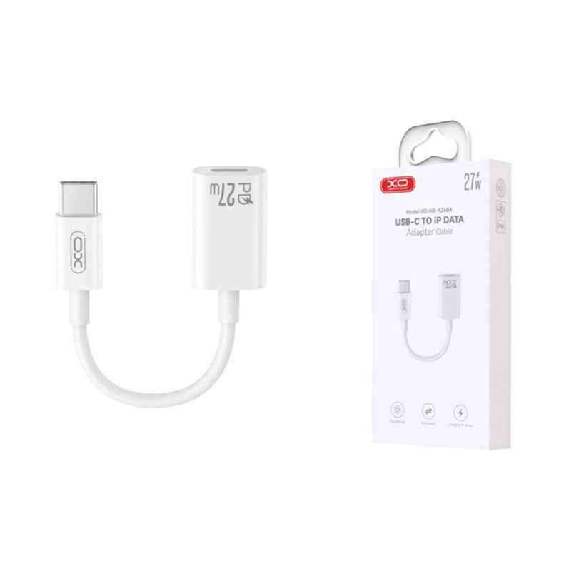 Data- og opladningsadapter USB-C - Lightning XO Design NB-R268A, Hvid