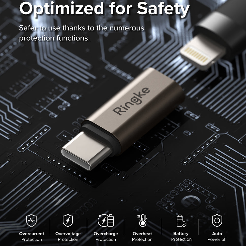 Adapter til data og opladning Lightning - USB-C Ringke, Brun, Sæt med 2 stk.