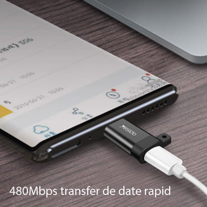Adapter til data og opladning microUSB - USB-C Yesido GS04, Sort