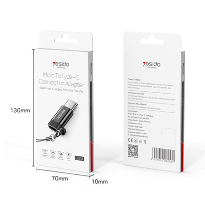 Adapter til data og opladning microUSB - USB-C Yesido GS04, Sort