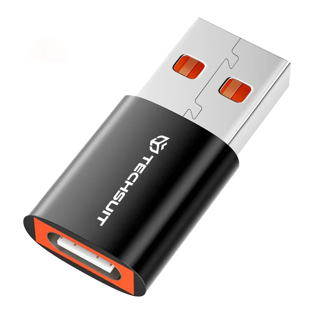USB-C - USB-A Data og Opladningsadapter Techsuit A5 HyperPort, Sort Orange