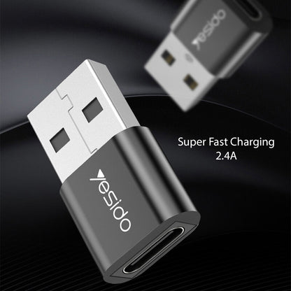 Adapter til data og opladning USB-C - USB-A Yesido GS09, Sort