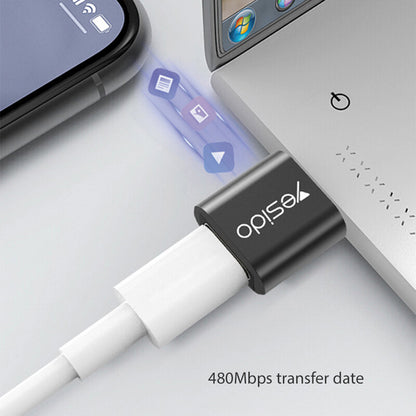 Adapter til data og opladning USB-C - USB-A Yesido GS09, Sort