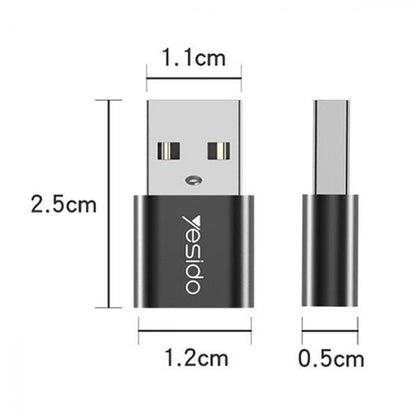 Adapter til data og opladning USB-C - USB-A Yesido GS09, Sort