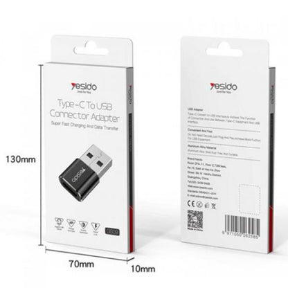 Adapter til data og opladning USB-C - USB-A Yesido GS09, Sort