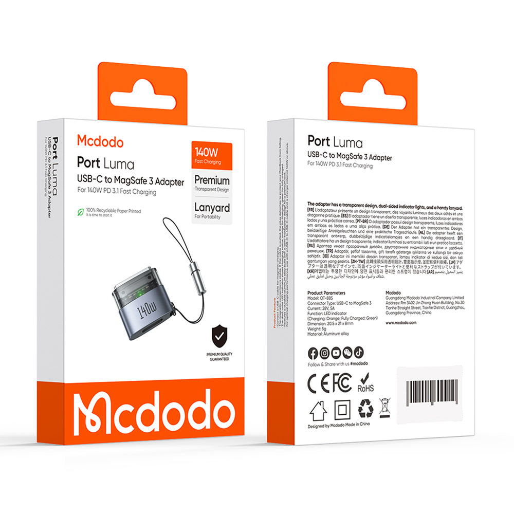 USB-C Opladeradapter - MagSafe 3 McDodo OT-8850, Sort