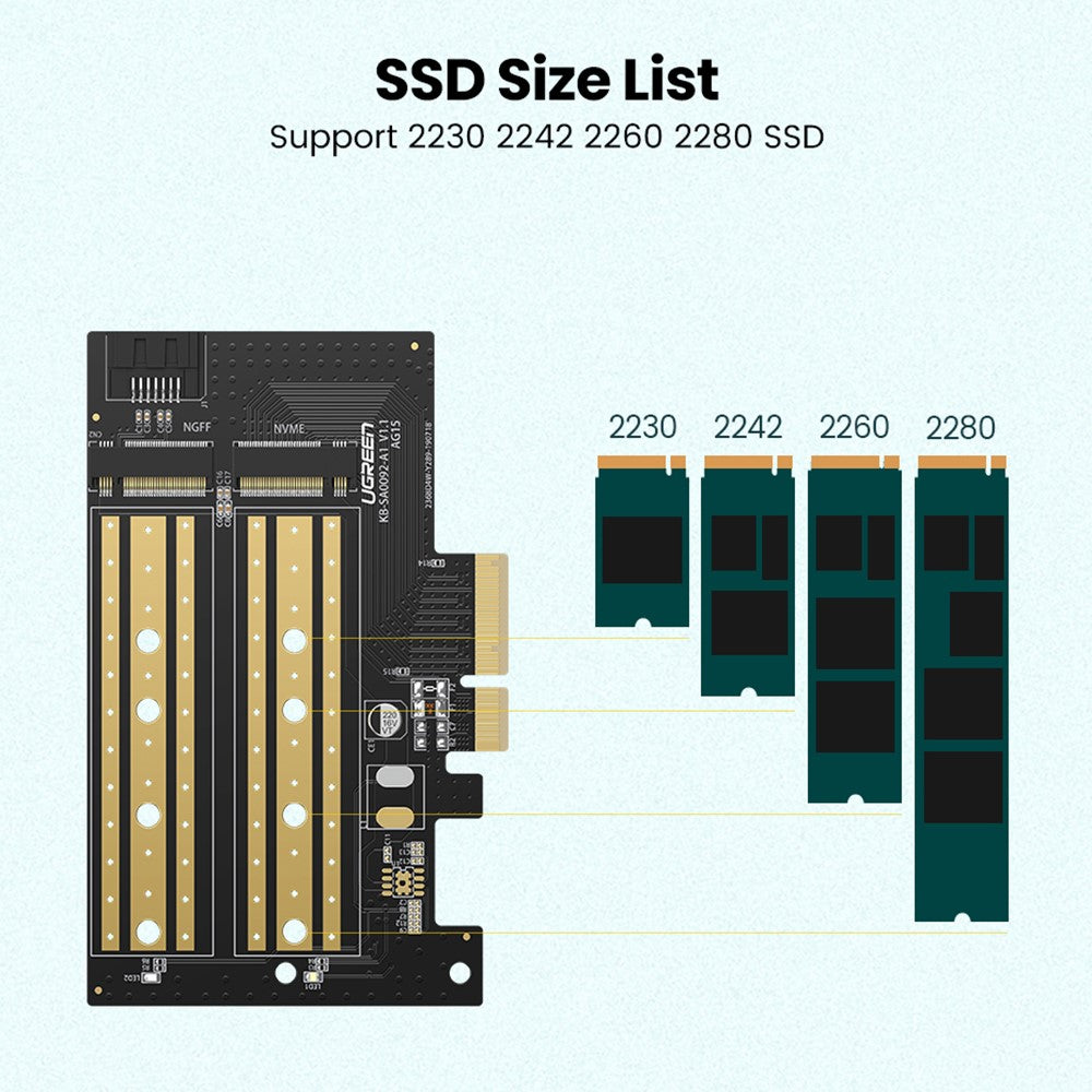 SSD Interface Adapter UGREEN CM302 (70504), NVMe M.2 / SATA - PCIe 3.0 X4