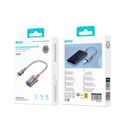 OTG Lightning - USB-A BWOO BZ70 adapter, Grå