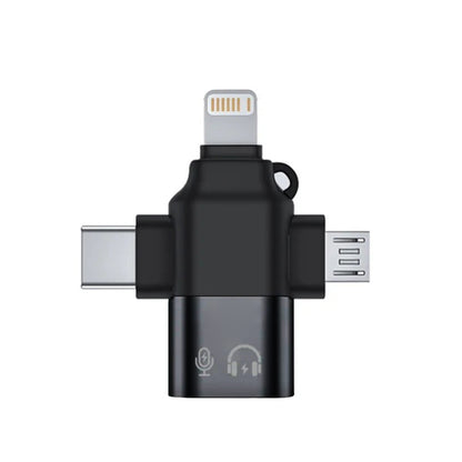 OTG Adapter Lightning / microUSB / USB-C - USB-A Techsuit A17 SoundVoltX, Sort