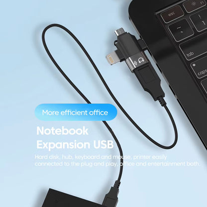 OTG Adapter Lightning / microUSB / USB-C - USB-A Techsuit A17 SoundVoltX, Sort