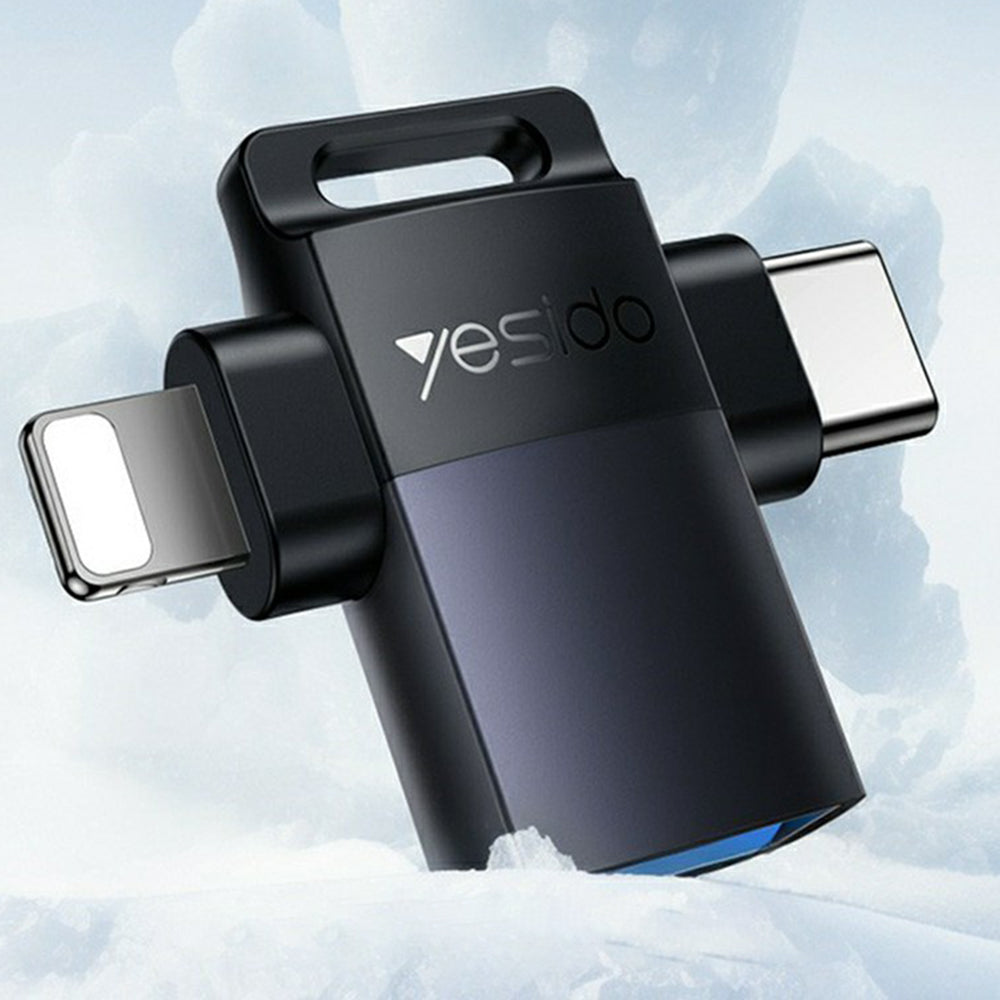 OTG Lightning / USB-C - USB-A Yesido GS35, Grå