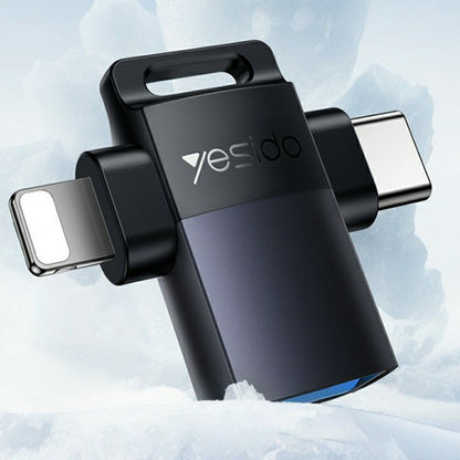 OTG Lightning / USB-C - USB-A Yesido GS35, Grå