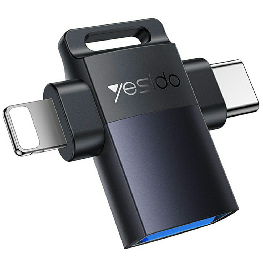 OTG Lightning / USB-C - USB-A Yesido GS35, Grå