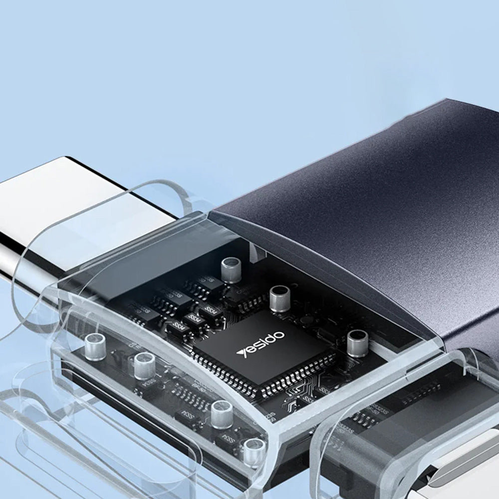 OTG Lightning / USB-C - USB-A Yesido GS35, Grå