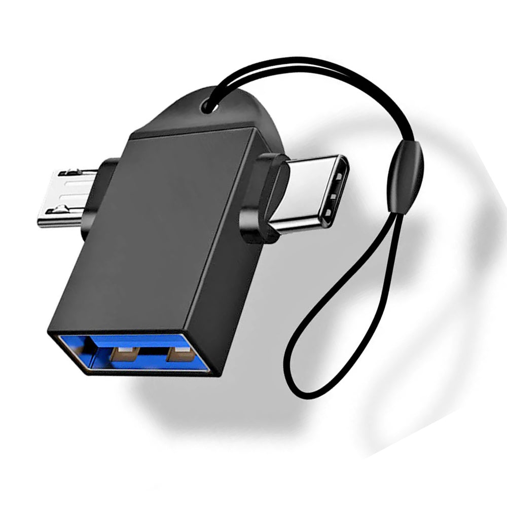 OTG Adapter microUSB / USB-C - USB-A Techsuit A16 TwoVoltX, Sort