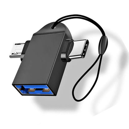 OTG Adapter microUSB / USB-C - USB-A Techsuit A16 TwoVoltX, Sort