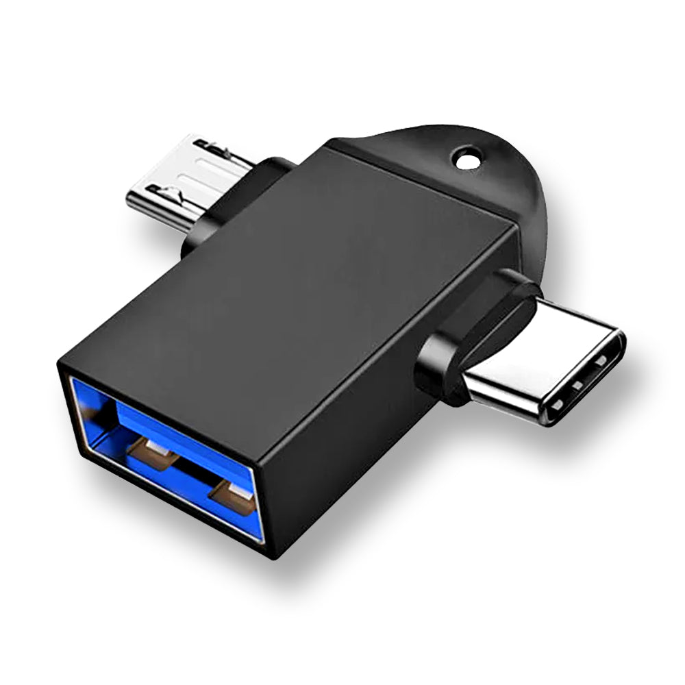 OTG Adapter microUSB / USB-C - USB-A Techsuit A16 TwoVoltX, Sort