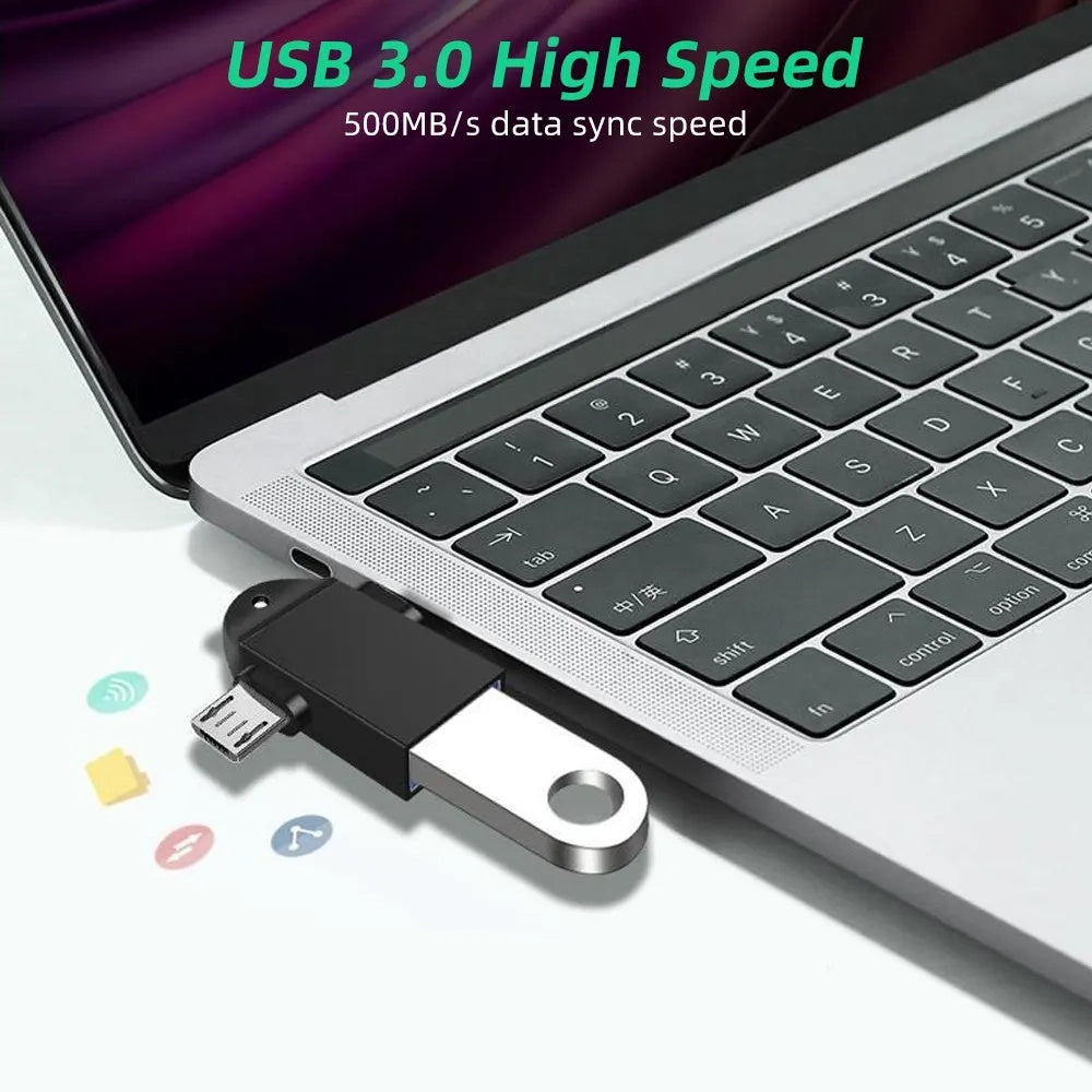 OTG Adapter microUSB / USB-C - USB-A Techsuit A16 TwoVoltX, Sort